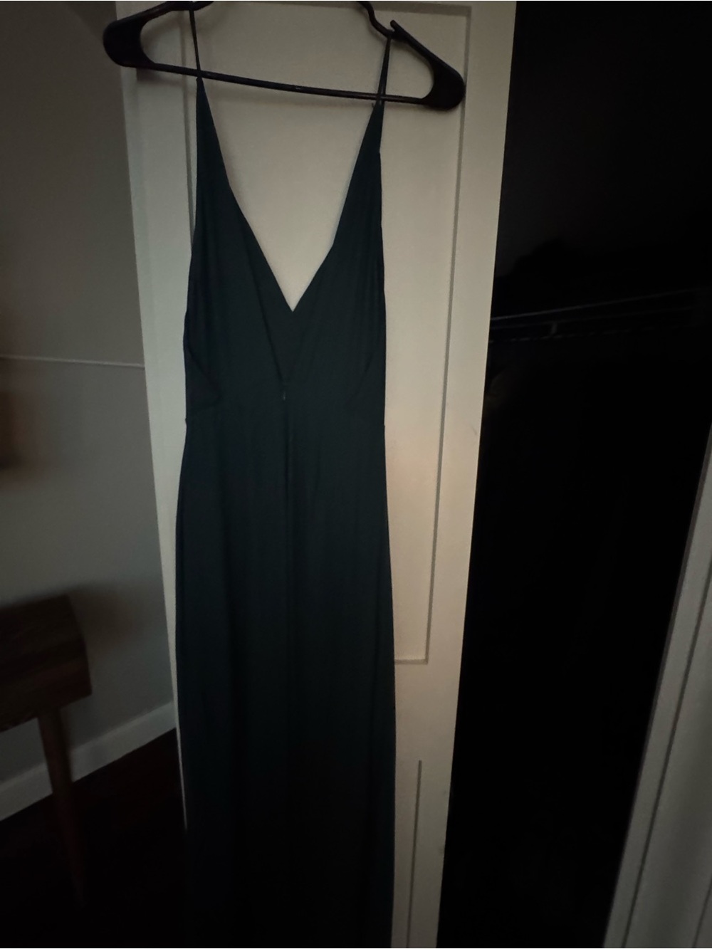 Elegant Deep Green Spaghetti Strap Maxi Dress